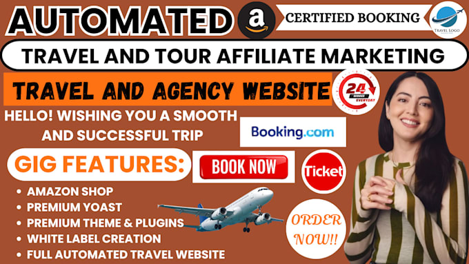 Gig Preview - Build automated travel and tour affiliate marketin website travel agency website