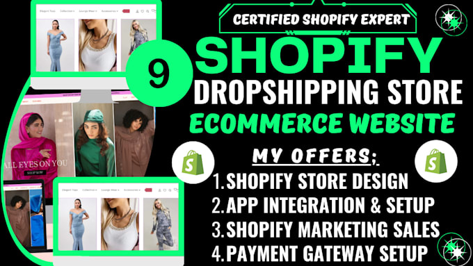 Gig Preview - Create shopify dropshipping store, ecommerce website, shopify store design