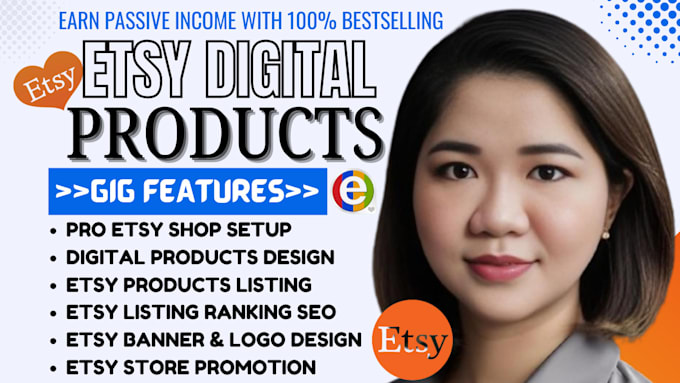 Gig Preview - Do etsy digital product design, etsy digital products, etsy seo listing, etsypod