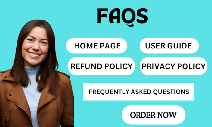 Gig Preview - Write faqs privacy policy homepage refund policy and user guide content