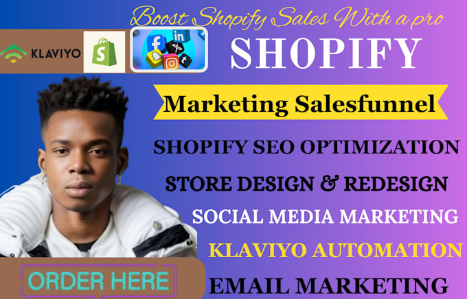 Gig Preview - Do shopify marketing, email marketing and klaviyo automation, store design