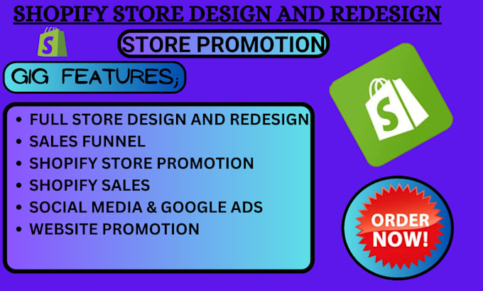 Gig Preview - Do shopify promotion shopify store ecommerce and shopify