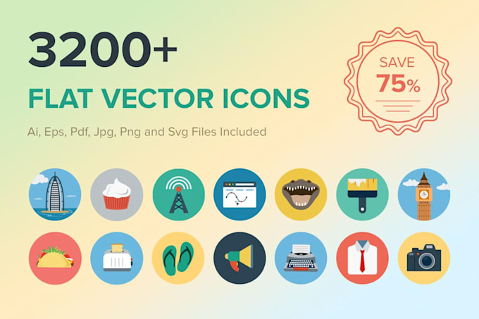 Gig Preview - Flat 3200 vector icons