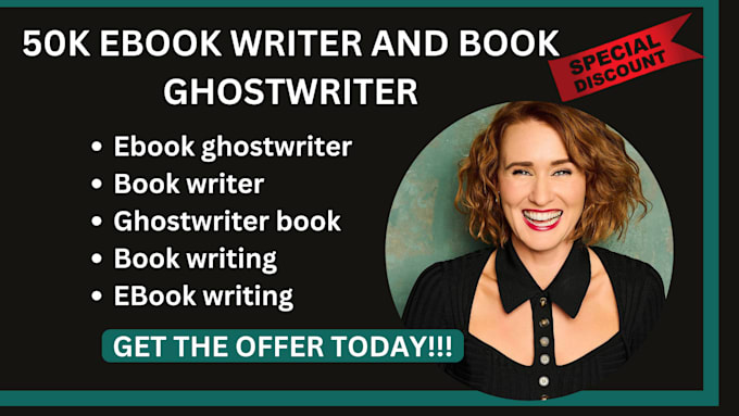 Gig Preview - Be 50k ebook ghostwriter, book writer, ghostwriter book, book and ebook writing