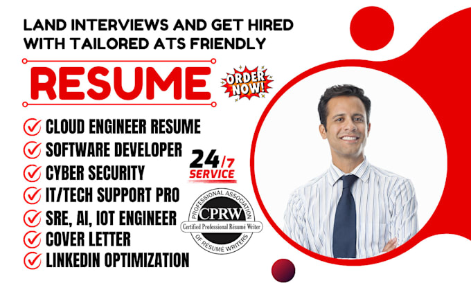 Gig Preview - Write ats compliant resume writing for tech, IT, software, engineering resume