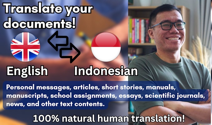 Gig Preview - Translate your documents to bahasa indonesia