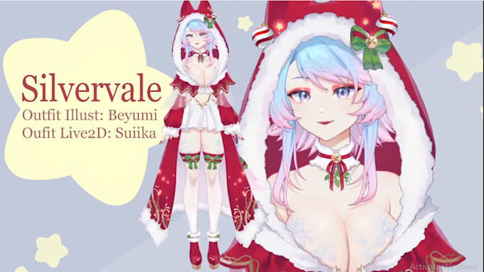 Gig Preview - Custom live2d vtuber model christmas outfit event, giftuber anime character art