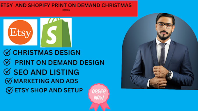 Gig Preview - Etsy shopify christmas print on demand products, print on demand christmas