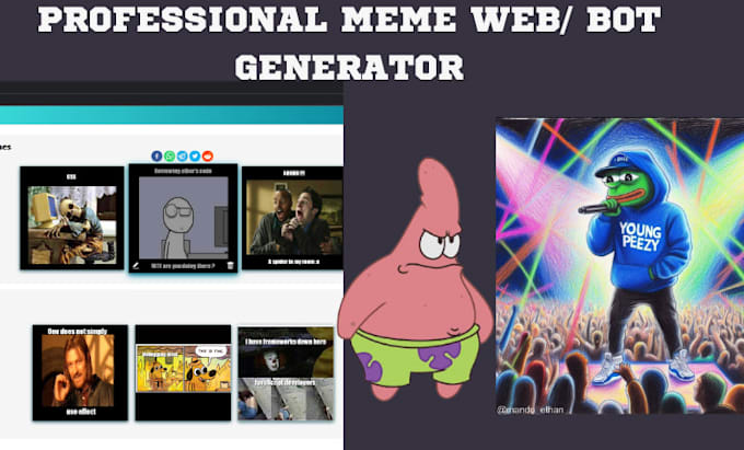 Gig Preview - Create pro meme web, telegram image generator bot