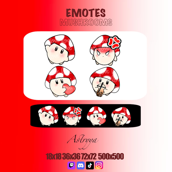 Gig Preview - Create emotes for streaming, mushrooms