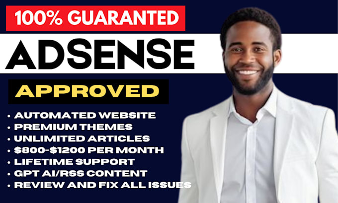 Gig Preview - Get guaranted google adsense approval for your niche website, fix all problems