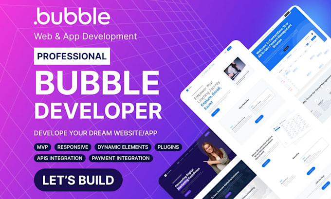 Gig Preview - Do bubble io website, build bubble app, bubble developer job, bubble mvp for you