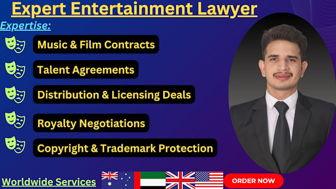 Gig Preview - Be your entertainment lawyer for music and film contracts, copyright, licensing