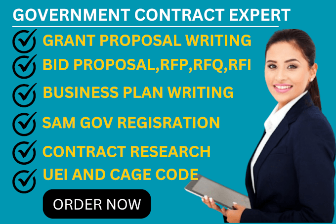 Gig Preview - Research government contract, respond to rfp, rfq, bid proposal writing