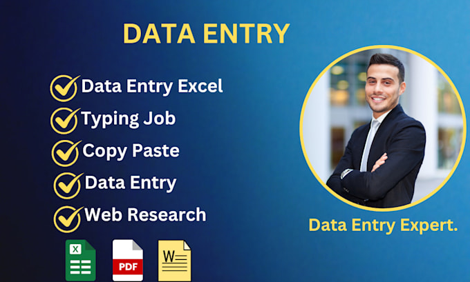 Gig Preview - Do copy paste,data entry,PDF to excel and web research