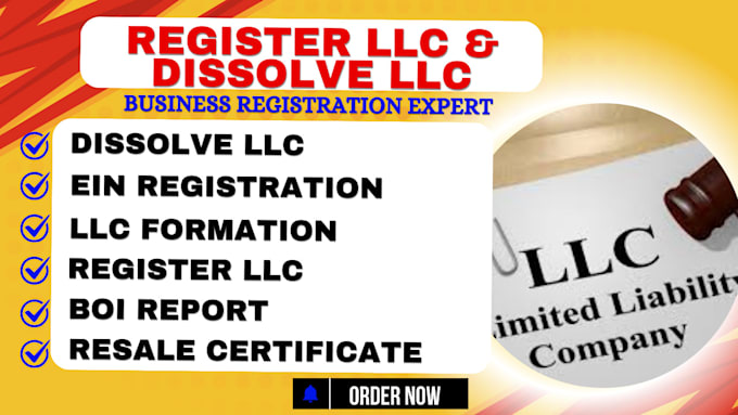 Gig Preview - Dissolve, terminate, reinstate, and do amendments in your llc, boi report, itin