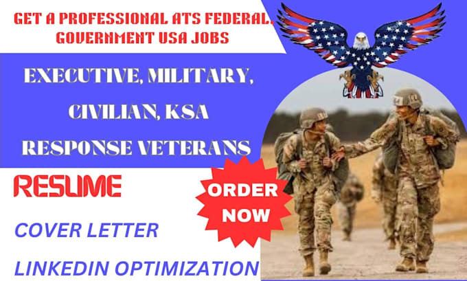 Gig Preview - Write federal resume for executive military usajobs, ksa, resume writing