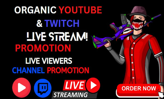 Gig Preview - Do youtube live stream promotion, twitch promotion, live viewers, channel growth