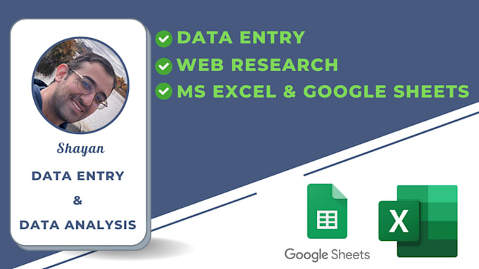 Gig Preview - Help you do data entry, web research, excel, google sheet