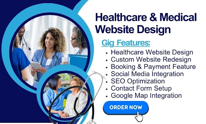 Gig Preview - Design healthcare website medical website clinic website dental homecare website