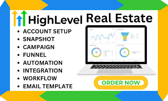 Gig Preview - Setup gohighlevel real estate snapshot campaign funnel email template automation