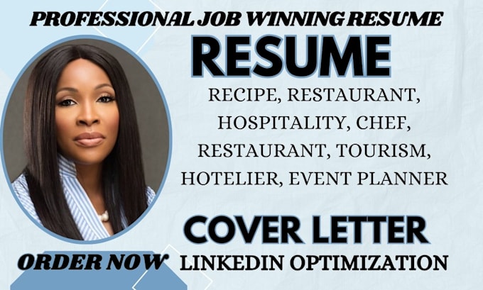 Gig Preview - Write restaurant receptionist hospitality tourism sales culinary and chef resume