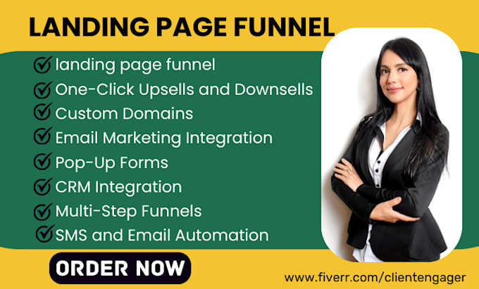 Gig Preview - Build landing page funnel gohighlevel clickfunnel systeme io groovefunnels podio