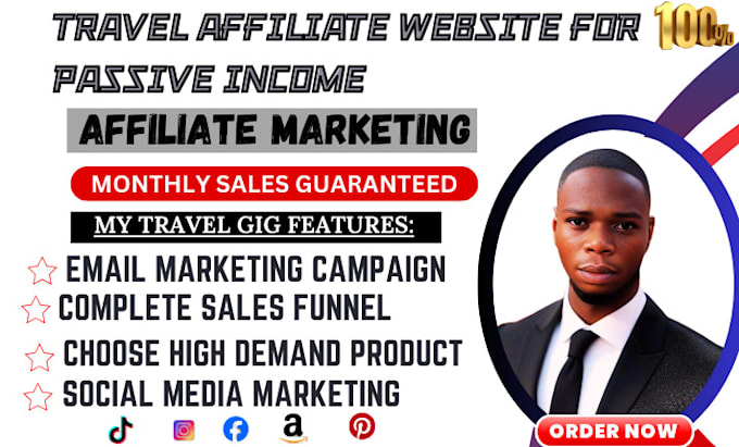 Gig Preview - Build autopilot travel affiliate marketing website for passive income