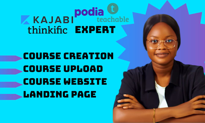 Gig Preview - Create teachable online course website, thinkific, kajabi, online course upload