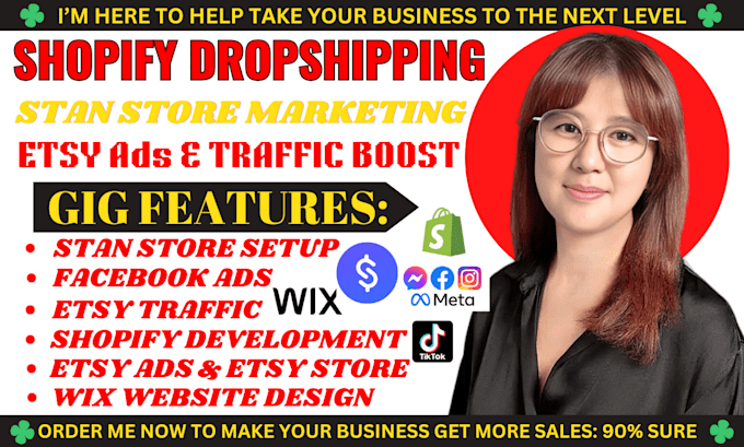 Gig Preview - Do shopify dropshipping marketing, etsy ads, stan store, etsy traffic