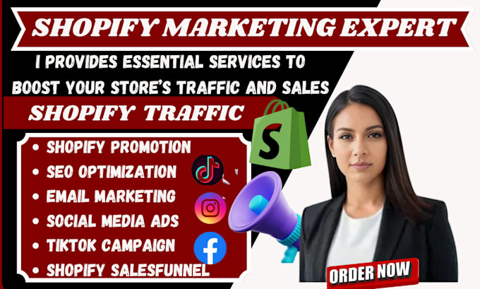 Gig Preview - Promote shopify ecommerce sales with shopify dropshipping marketing, tiktok ads