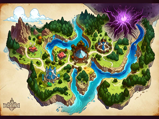 Gig Preview - Make fantasy map illustration for dnd, novels and games