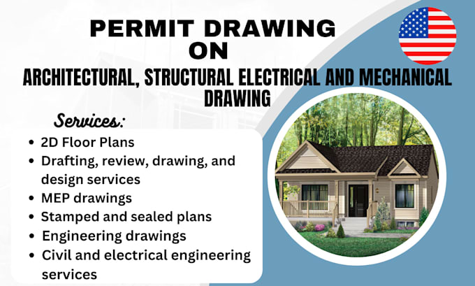 Gig Preview - Draw review stamp full blueprint adu architectural mep drawing for city permit