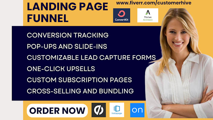 Gig Preview - Do landing page funnel thrive architect ontraport instapage unbounce convertkit