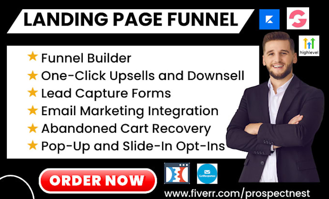 Gig Preview - Do landing page funnel kajabi clickfunnel getresponse groovefunnels gohighlevel