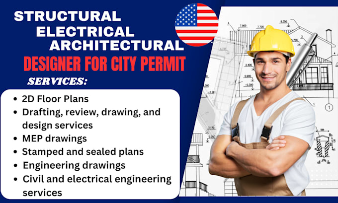 Gig Preview - Design review seal adu floor plan construction mep drawing city permit