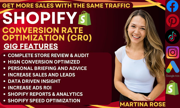 Gig Preview - Increase shopify conversion rate optimization, shopify store audit, shopify cro