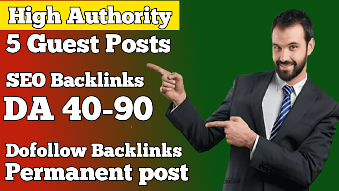 Gig Preview - Publish 5 guest post SEO backlinks high authority in a day