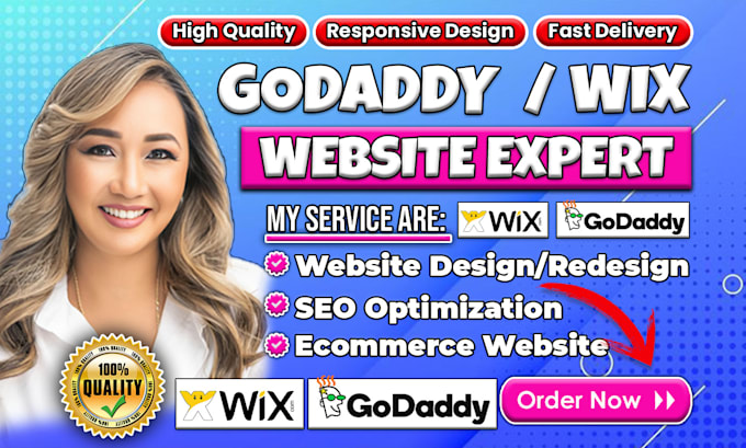 Gig Preview - Design godaddy website, redesign godaddy, godaddy seo, wix website design