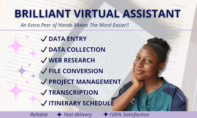 Gig Preview - Do virtual assistant, data entry, and web research jobs