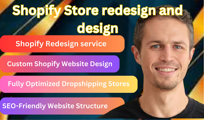 Gig Preview - Do shopify redesign, shopify website design dropshipping store, shopify website