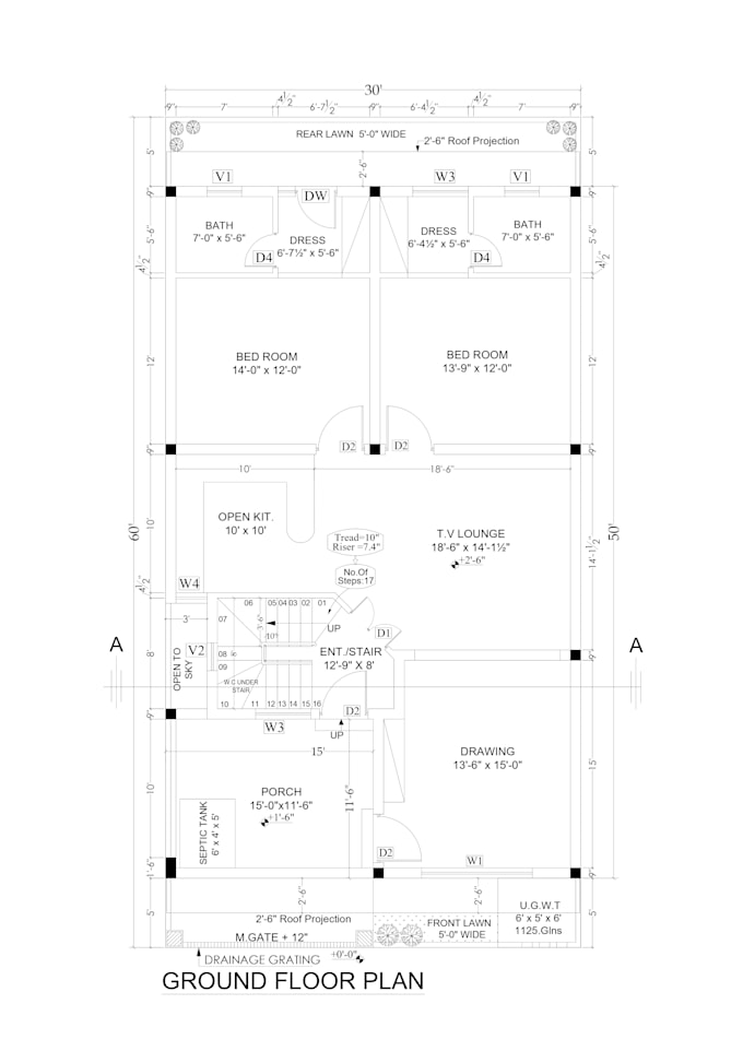 Gig Preview - Draft architectural blueprint for 2d house plan and floor