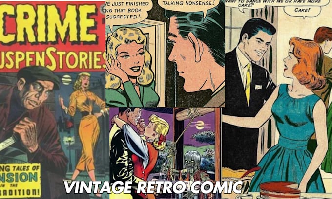 Gig Preview - Do vintage comic page retro comic book nsfw retro comic illustration 70spop art