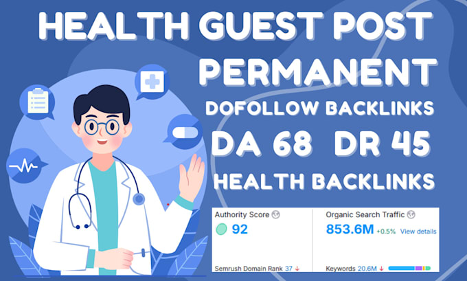 Gig Preview - Publish da68 health guest post, health backlink on my health blogs