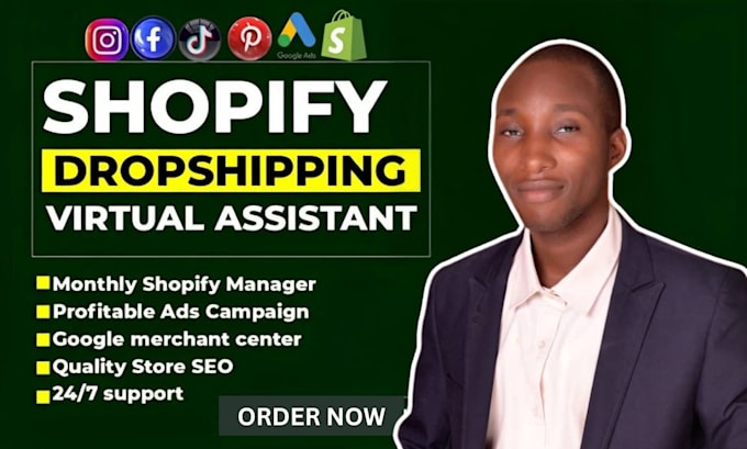 Gig Preview - Boost shopify sales virtual assistant shopify store manager shopify marketing