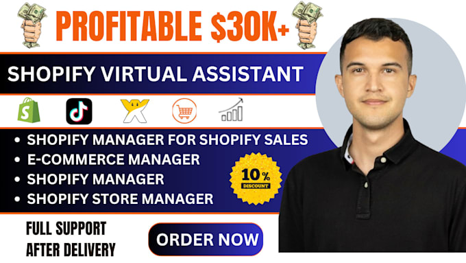 Gig Preview - Be your shopify virtual assistant, shopify store manager, promote shopify sales