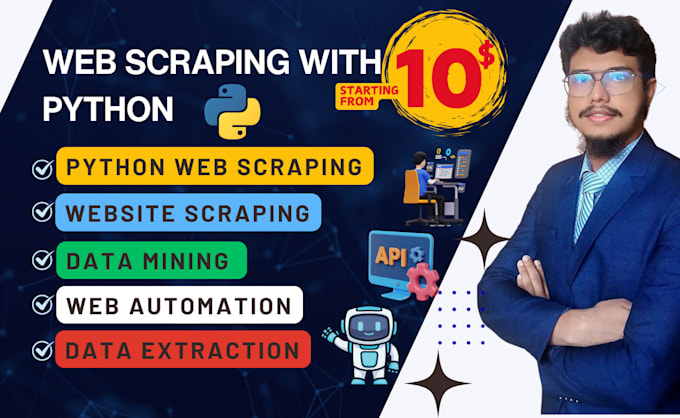 Gig Preview - Do web scraping, data scraping, website scraping, and python web scraping