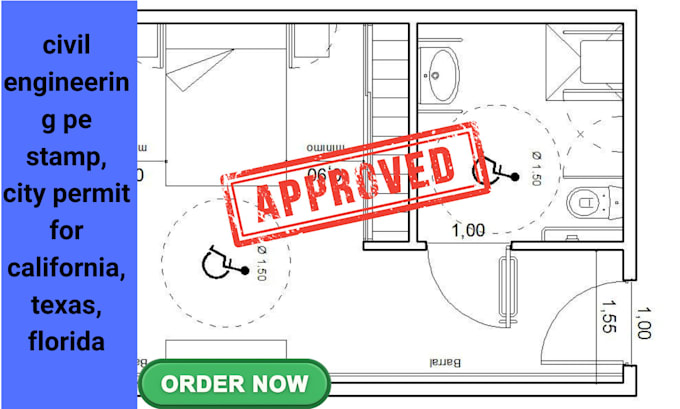 Gig Preview - Do civil engineering pe stamp, city permit for california, texas, florida