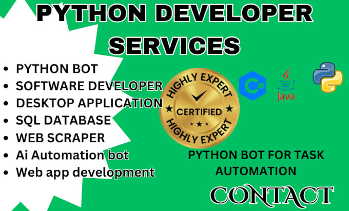 Gig Preview - Do python bot, webs scraper, data scraper, ai automation, automate task scrpting