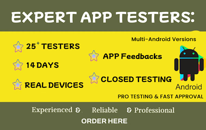 Gig Preview - Provide app 12 testers or 20 testers google play console android closed testing